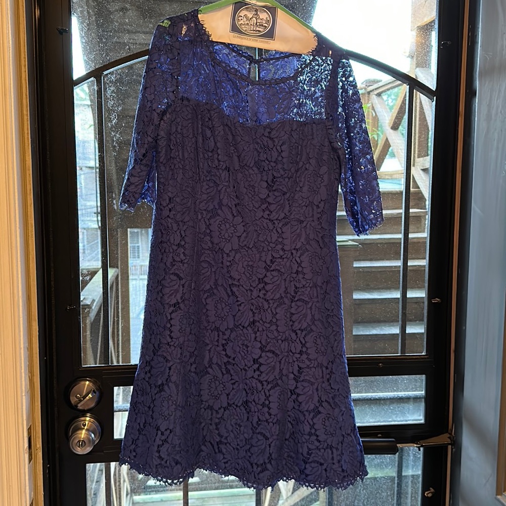Iike new, blue lace fit & flare dress.